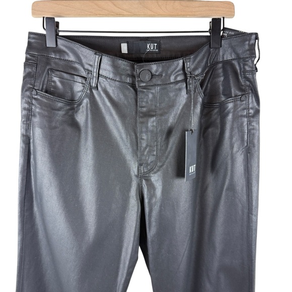 Kut from the Kloth Black Ana Coated High Waist Flare Jeans New Size 12 - Picture 8 of 11